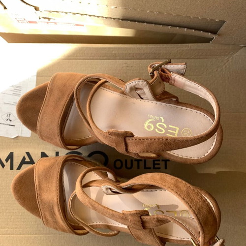 Suede platform shoes used, brown, size 36