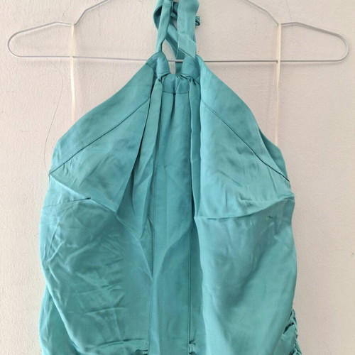 FANI Couture Blue Satin Cocktail Ruffle Dress Size S Like New