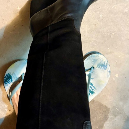 Spanish leather and suede boots like new, size 37.5-38, black