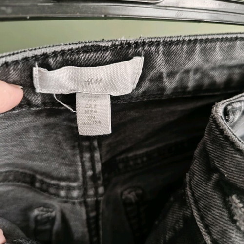 H&M High-Waisted Jeans Straight Leg Like New Black/Grey