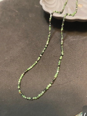 Necklace with Zoisite semiprecious stones new, 41 cm, green