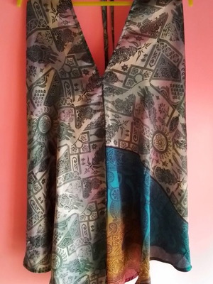 Boho style dress new, backless with V neckline and asymmetrical hem