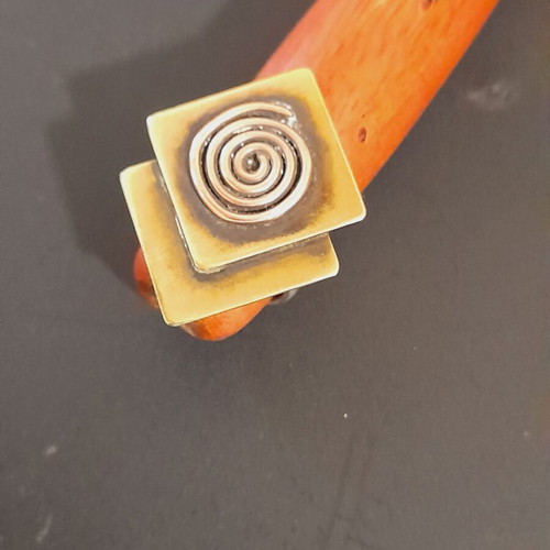 Handmade ring silver open shank bronze copper spiral new