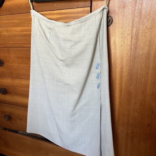 Gray skirt with blue side buttons used, medium to large