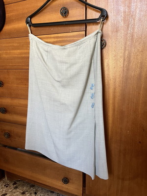 Gray skirt with blue side buttons used, medium to large