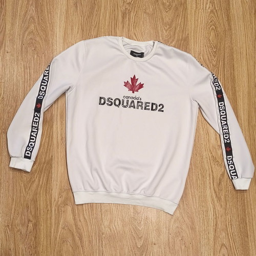 Dsquared2 Men's XXL White Sweatshirt Pullover Canada Tape Logo