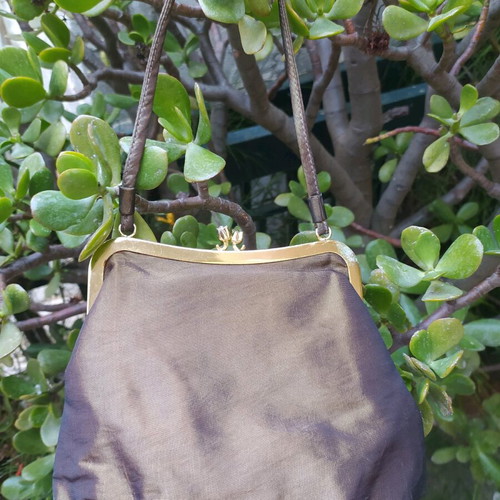 Evening shoulder bag brown new with embroidery