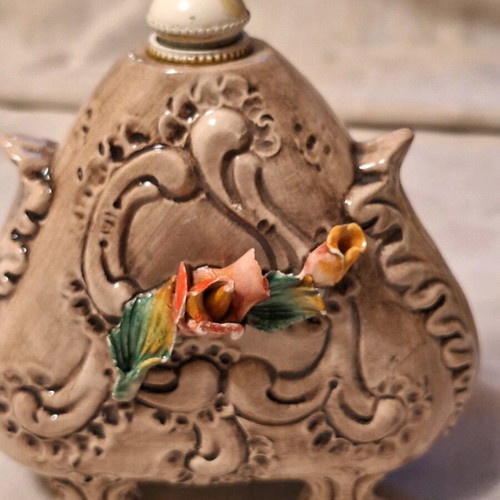 Large Kapodimonte cologne bottle used, pre-war