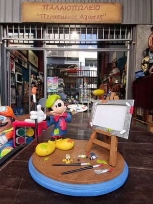 Μεγάλο άγαλμα ρητίνης Disney Mickey Mouse ζωγράφος μεταχειρισμένο