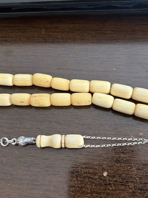 Camel bone rosary special order with large and thick beads with silver chain-papa