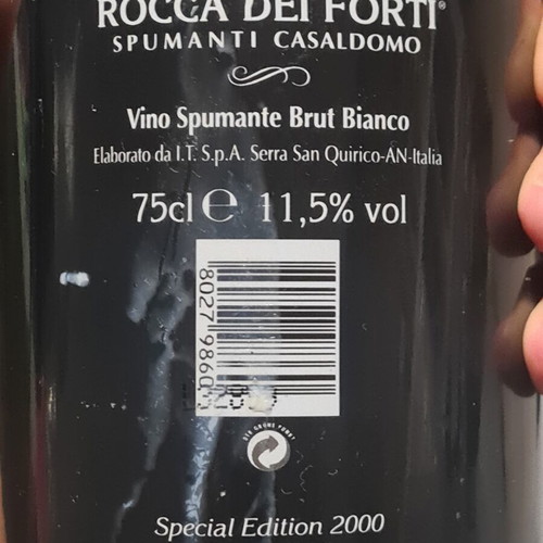 Rocca dei Forti Spumante Brut 2000 collectible bottle, sealed