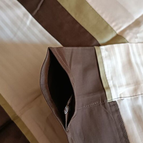 Nautica curtain new, striped beige, brown and light green