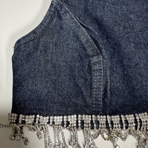 Denim bustier with rhinestones Zara size M 38 10 like new blue