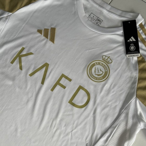 Al Nassr 2024/25 Third White and Gold Jersey, Adidas replica