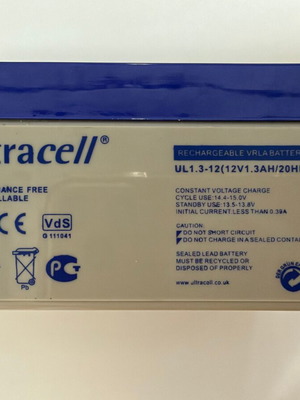 Ultracell UL1.3-12 12V 1.3Ah Lead Rechargeable Battery