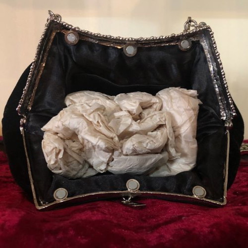 Evening velvet handbag with Swarovski stones new