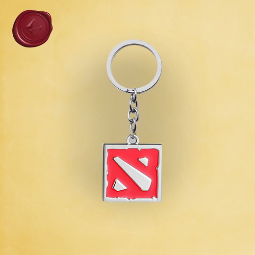 Dota 2 metal keychain new, red and silver