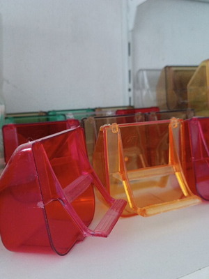 Parakeet food holder, various colors
