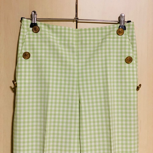 Vichy pants Zara like new, white and green, high waist