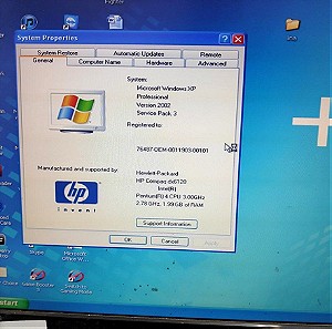 HP DESKTOP PC, PENTIUM 4 3.0GHz, 80gb HD, WINDOWS XP PRO, VINTAGE