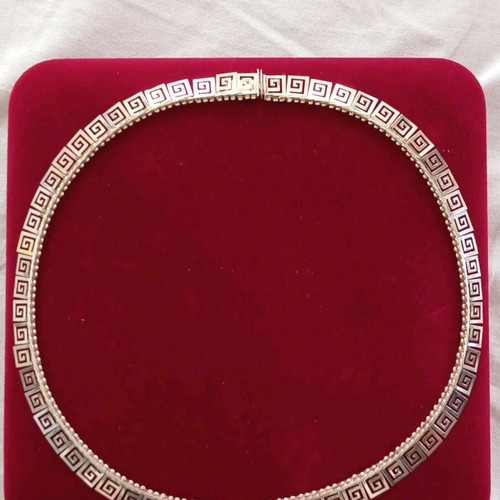 Silver 925 necklace ancient Greek style with meander design like new