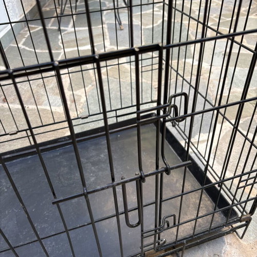 Pet cage used, large black metal wire with two doors