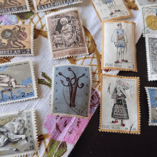 Mega collection of 400+ vintage stamps in authentic retro Elza box, used