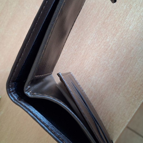 Leather men's wallet new, brown