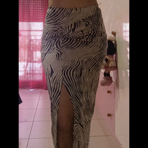 Midi skirt, beige and blue