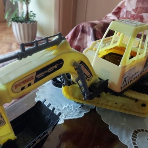 Children's toy bulldozer used, plastic
