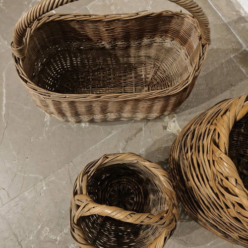 Handmade baskets used, two large and one smaller
