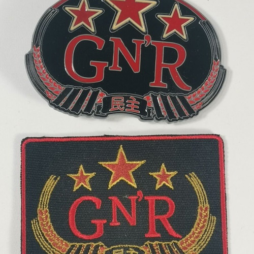 Guns N' Roses belt buckle and embroidered patch like new, Chinese Democracy set