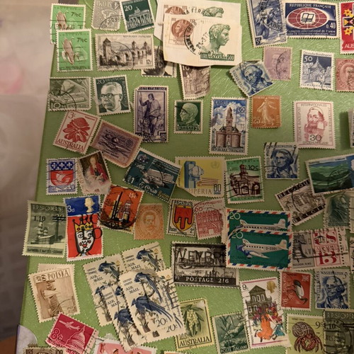 Old stamps collection used, 600–700 pieces from Greece and worldwide