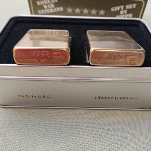 Zippo Korean War Veterans Double Set solid brass mint condition