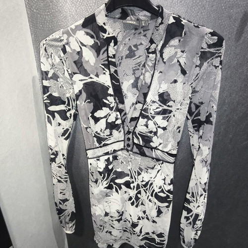 Mexx See-Through Floral Top like new, black and grey