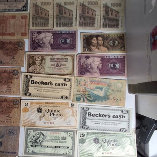 Paper money collection used from Europe, Asia, America