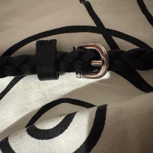 Black braided belt like new, adjustable, synthetic leather