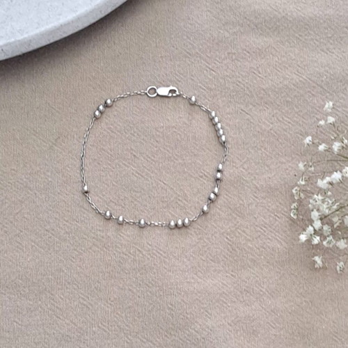Silver Anklet 925 with 3 mm Beads like new