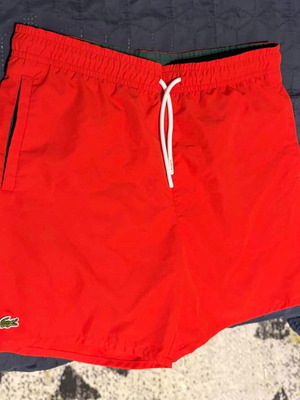 Lacoste μονοχρωματικό επενδυμένο μαγιό, κόκκινο, XS