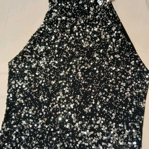 Evening black sleeveless top with sequins and beads new