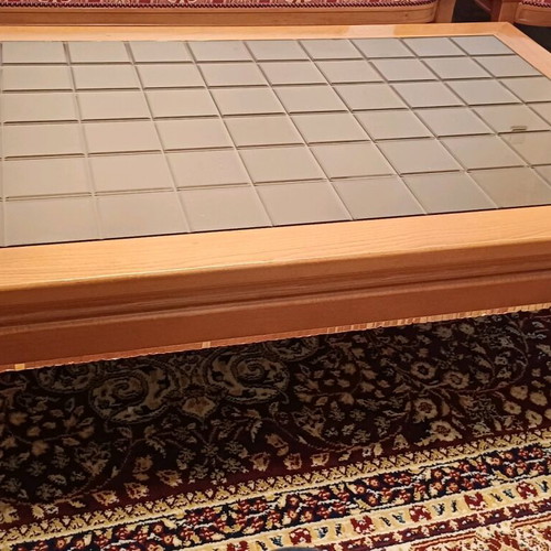 Large rectangular living room table new, solid oak wood with crystals