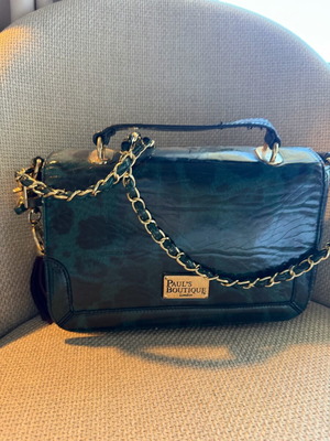 Paul’s Boutique τσάντα χιαστί μεταχειρισμένη, σκούρο πράσινο και μαύρο με χρυσές λεπτομέρειες