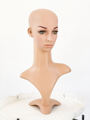 Female mannequin head with bust for display, wigs and jewelry