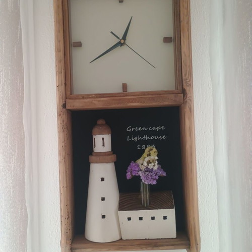 Wall clock made of solid wood, new, digital display