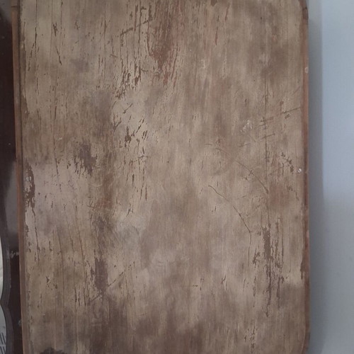 Serving tray used, wood and mirror with metal and mother-of-pearl details