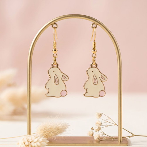 Sweet Bunny Drops handmade enamel earrings