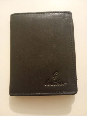 Leather wallet new, men's black