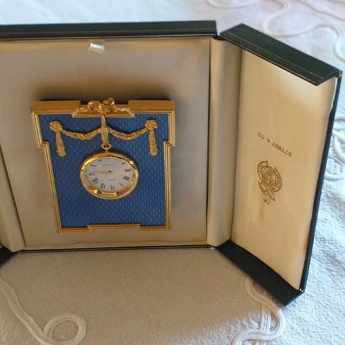 Table clock used Faberge style Kidney & Co London