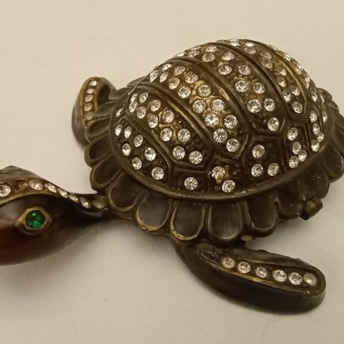 Bronze turtle used with rhinestones, decorative paperweight