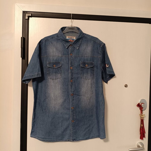 Forex men's short-sleeve denim shirt like new, XXL, blue